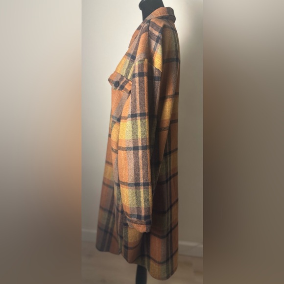 Women’s XL Flannel Plaid Button Down Shirt Long Sleeve Shacket Coat Jacket - Picture 2 of 9
